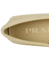 Triangle Logo Suede Driving Shoes Beige - PRADA - BALAAN 9