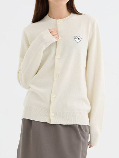 White Heart Wappen Wool Cardigan - COMME DES GARCONS - BALAAN 1