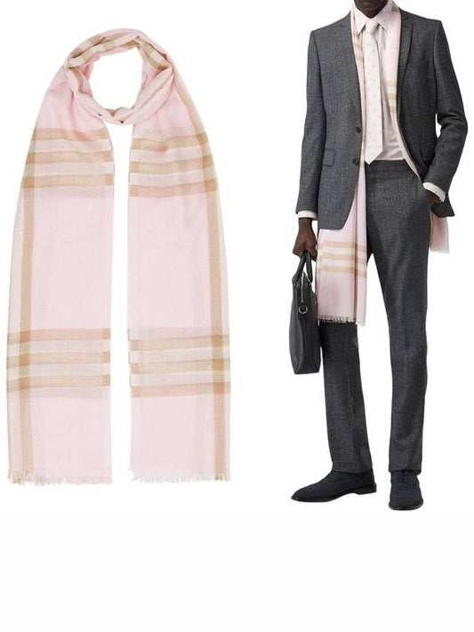 Light Check Wool Silk Muffler Pink - BURBERRY - BALAAN 2