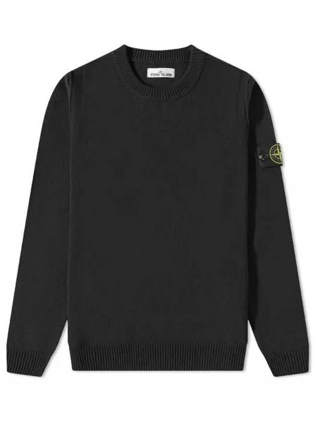 Wappen Patch Crew Neck Wool Knit Top Black - STONE ISLAND - BALAAN 2