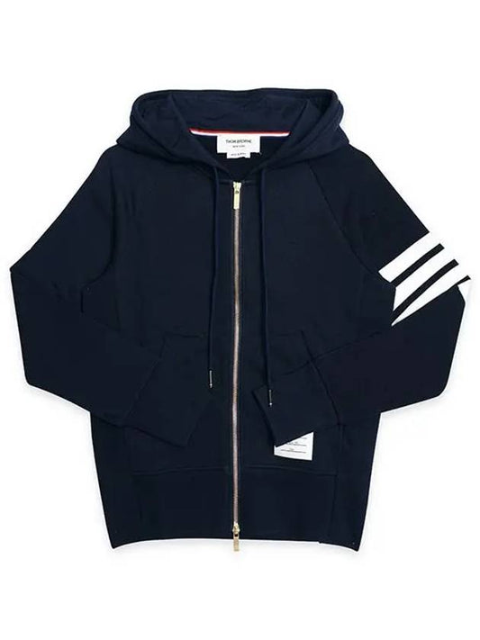 Engineered 4 Bar Diagonal Zip Up Hoodie Navy - THOM BROWNE - BALAAN 2