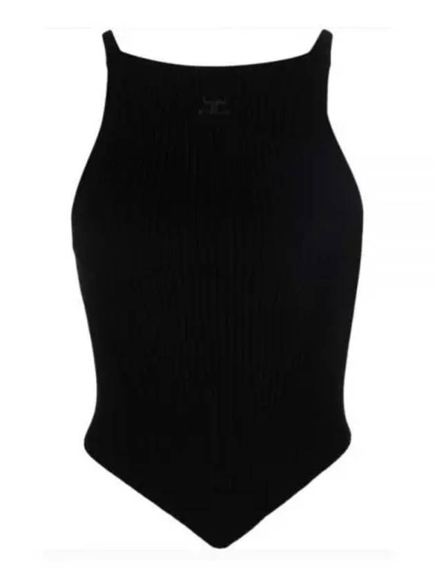 Logo Ribbed Pointy Knit Sleeveless Black - COURREGES - BALAAN 2