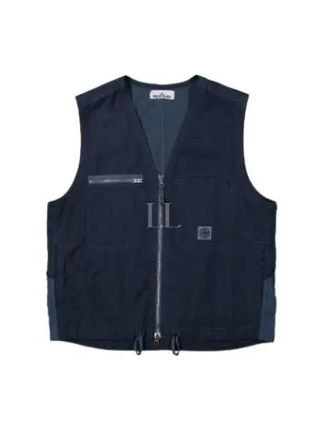 Cupro Cotton Twill TC Logo Patch Vest Avio Blue - STONE ISLAND - BALAAN 2