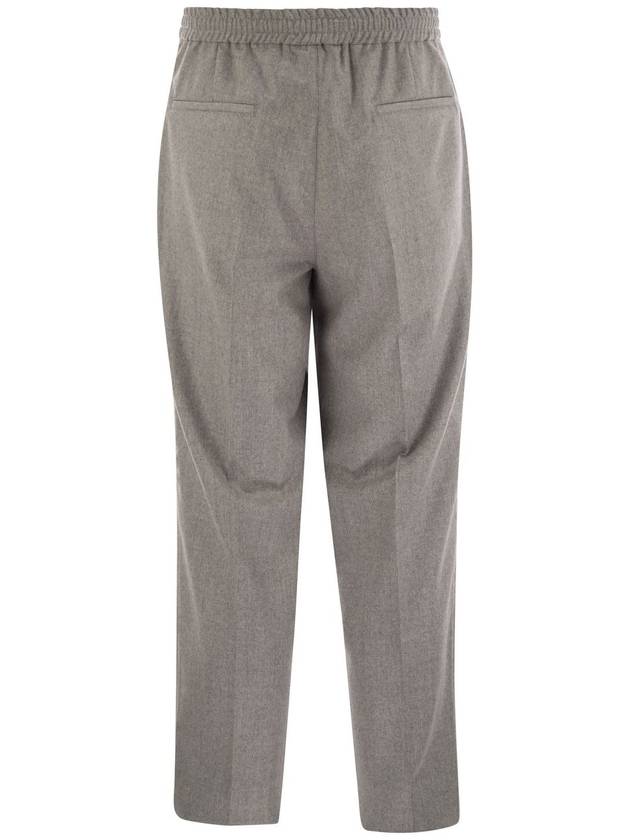 Leisure fit trousers in virgin wool flannel with drawstring and double darts - BRUNELLO CUCINELLI - BALAAN 2