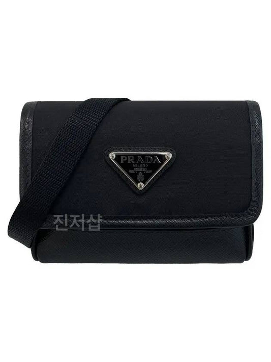 Triangle Logo Mini Re-Nylon Cross Bag Black - PRADA - BALAAN 2