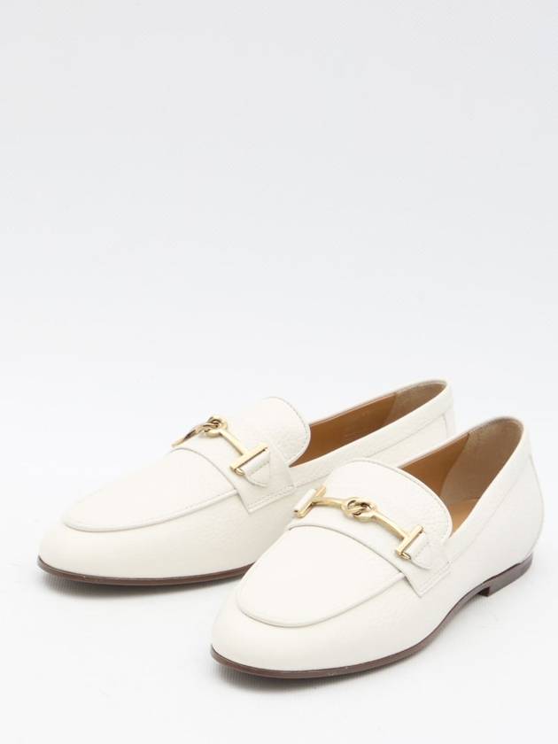 Women's Double T Logo Leather Loafers White - TOD'S - BALAAN 6