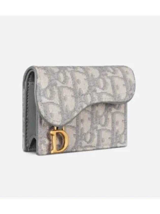 Saddle Flap Card Holder Grey  Oblique Jacquard - DIOR - BALAAN 3