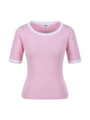 Round neck color combination short-sleeved T-shirt MK3MP325LPK - P_LABEL - BALAAN 1
