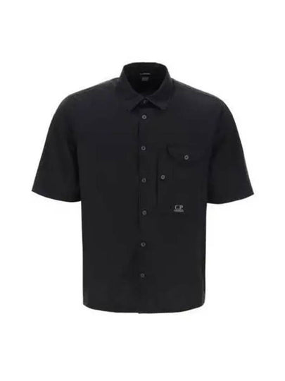 Cotton Popeline Short Sleeve Shirt Black - CP COMPANY - BALAAN 2