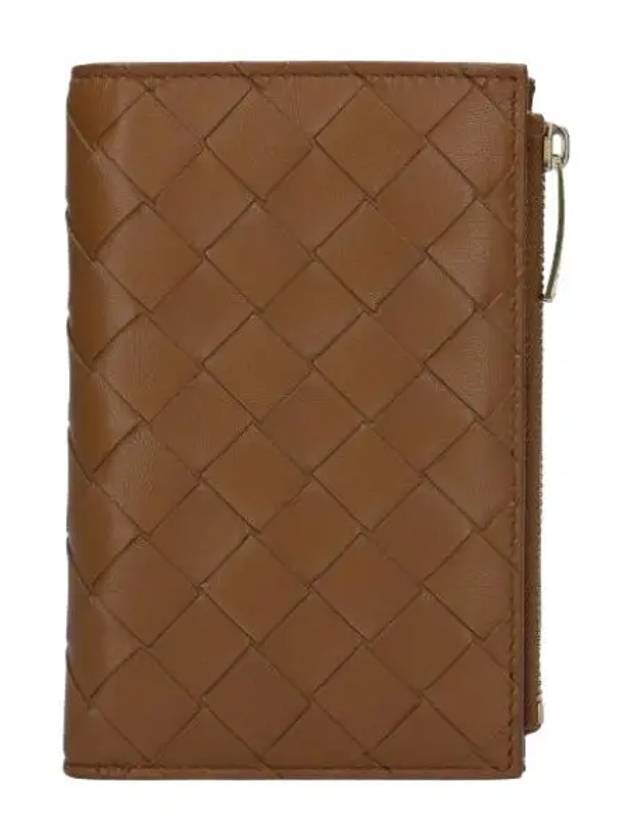 Intrecciato Lambskin Flap Half Wallet Brown - BOTTEGA VENETA - BALAAN 1