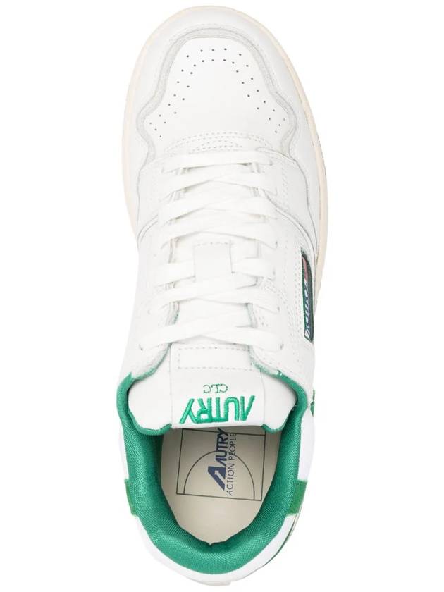 Men's CLC Leather Low Top Sneakers Green White - AUTRY - BALAAN 5