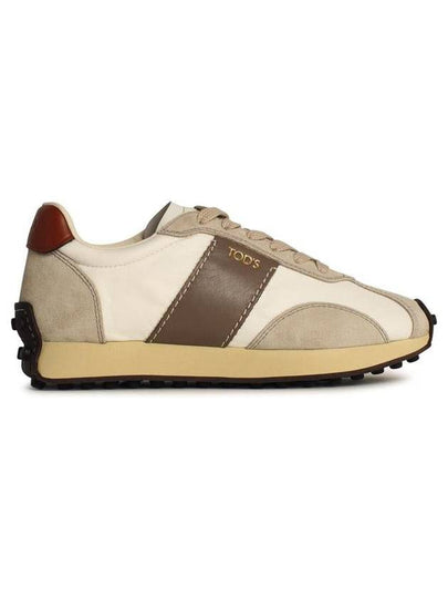 T Vintage Leather Technical Fabric Low Top Sneakers Beige - TOD'S - BALAAN 2