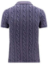 Embroidered Logo Slim Fit Knit Polo Shirt Purple - POLO RALPH LAUREN - BALAAN 4