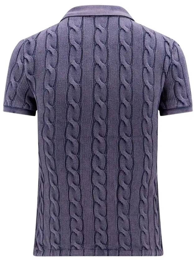 Embroidered Logo Slim Fit Knit Polo Shirt Purple - POLO RALPH LAUREN - BALAAN 4