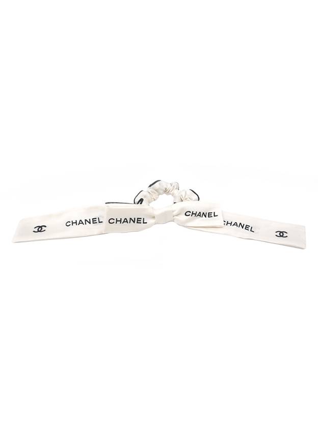 CC logo ribbon scrunchie hairband black ecru - CHANEL - BALAAN 1