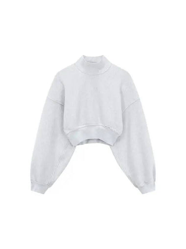 Mini Logo Label Cropped Sweatshirt Light Gray - ALEXANDER WANG - BALAAN 1