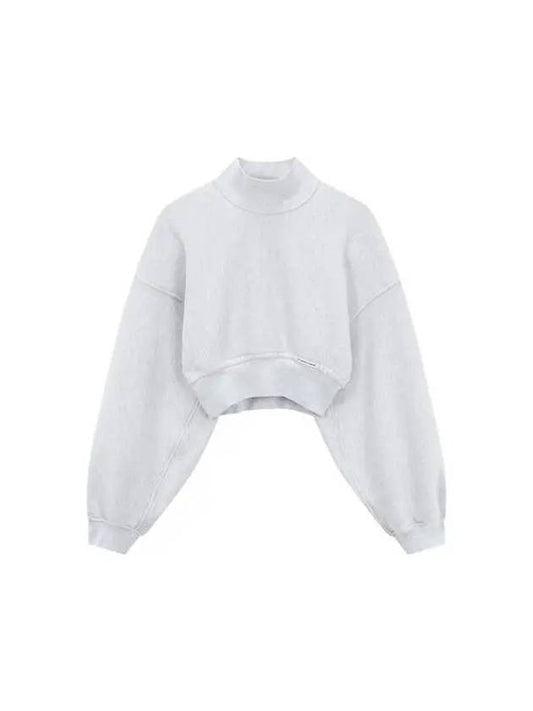 Mini Logo Label Cropped Sweatshirt Light Gray - ALEXANDER WANG - BALAAN 1