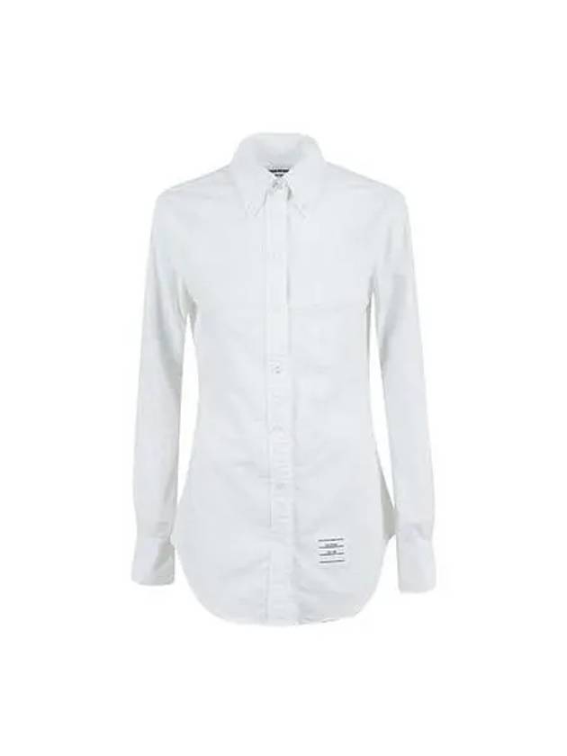 shirt women logo patch long sleeve white - THOM BROWNE - BALAAN 1