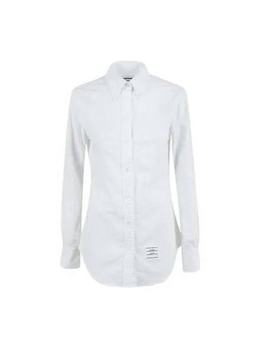 shirt women logo patch long sleeve white - THOM BROWNE - BALAAN 1