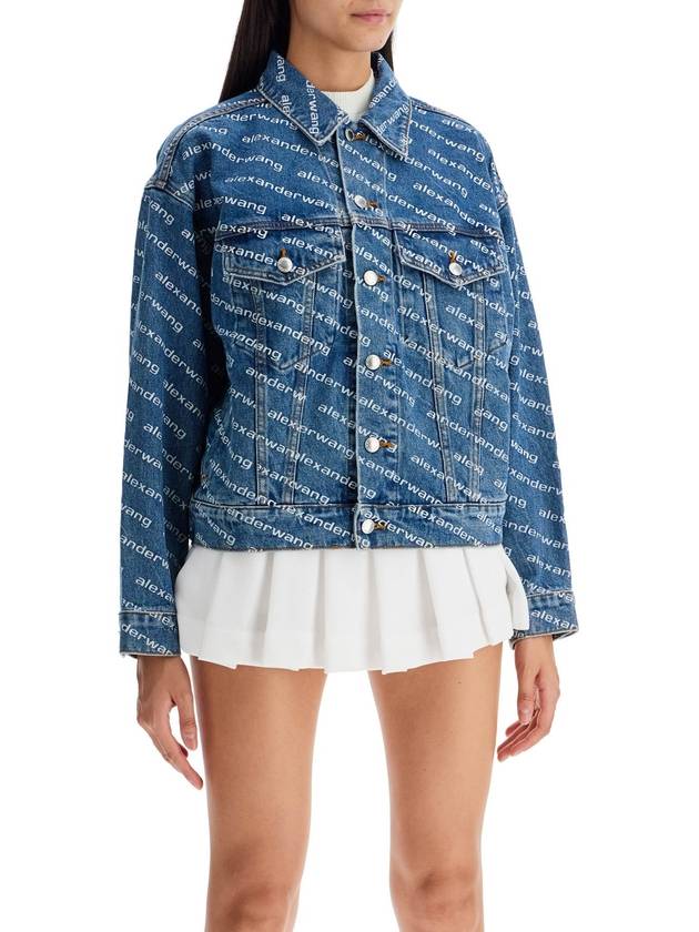 Women's Logo Print Trucker Denim Jacket Blue - ALEXANDER WANG - BALAAN 3