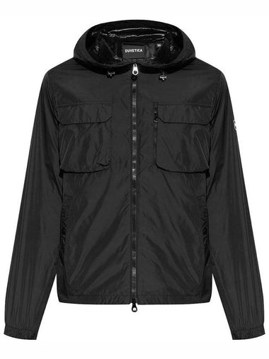 Bradano Logo Hooded Jacket Black - DUVETICA - BALAAN 1