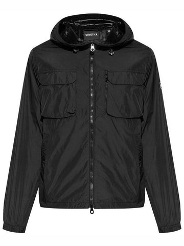 Bradano Logo Hooded Jacket Black - DUVETICA - BALAAN 1