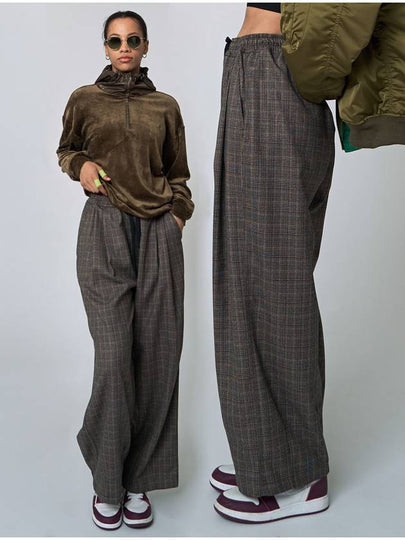 Slung Check Wide Pants Brown - ATHPLATFORM - BALAAN 2