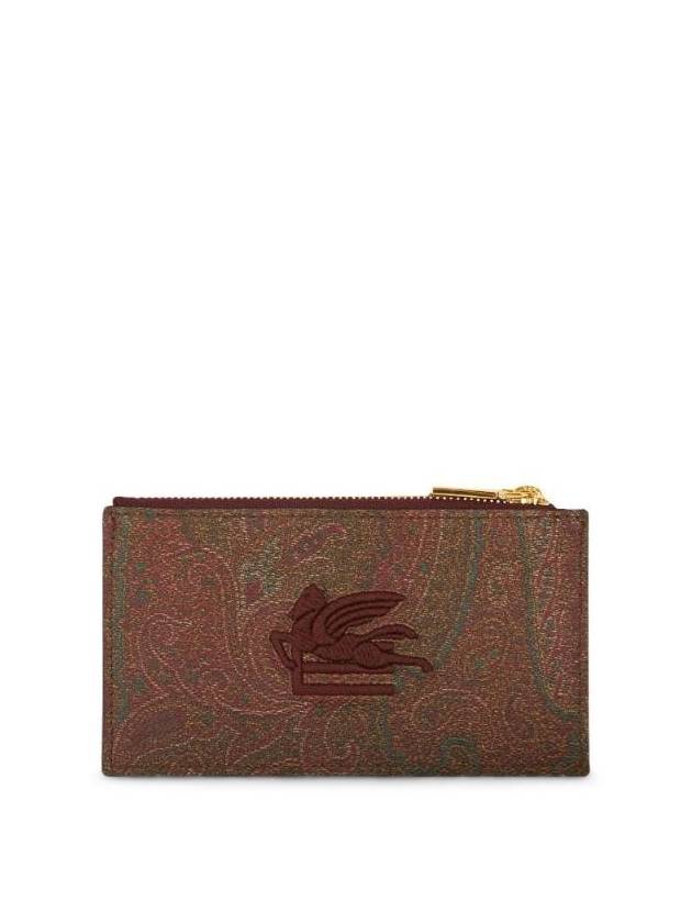 Embroidered Logo Paisley Card Wallet Brown - ETRO - BALAAN 1