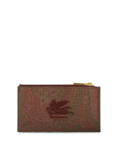 Embroidered Logo Paisley Card Wallet Brown - ETRO - BALAAN 1