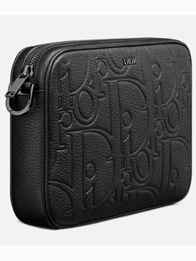 Saddle Triple Embossed Logo Cross Bag Black - DIOR - BALAAN 4