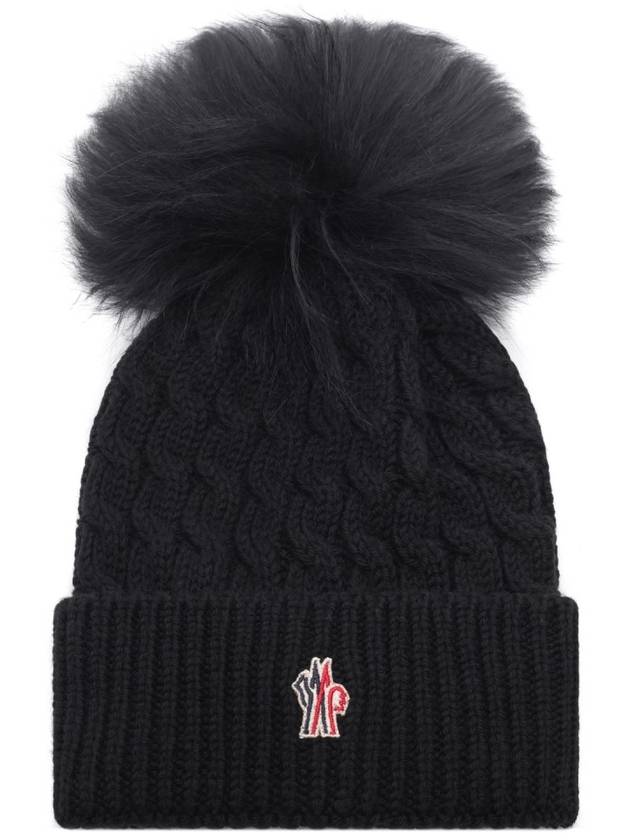 Women s Grenoble Logo Pom Wool Beanie 3B00008 0402A 999 24F - MONCLER - BALAAN 1