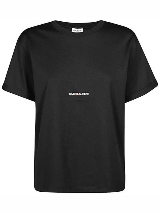 Rive Gauche Short Sleeve T-Shirt Black - SAINT LAURENT - BALAAN 2