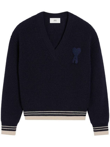 Ami Paris Sweaters Blue - AMI - BALAAN 1