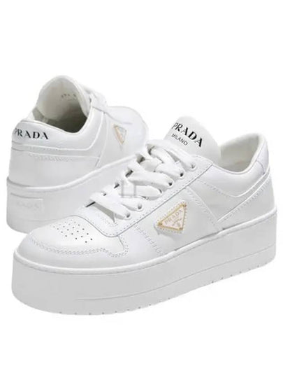 Downtown Bold Leather Low Top Sneakers White - PRADA - BALAAN 2