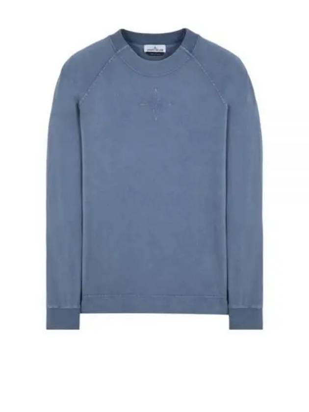 Old Treatment Cotton Embroidery Logo Sweatshirt Avio Blue - STONE ISLAND - BALAAN 2