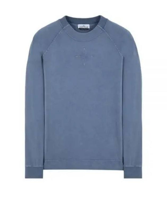 Old Treatment Cotton Embroidery Logo Sweatshirt Avio Blue - STONE ISLAND - BALAAN 2