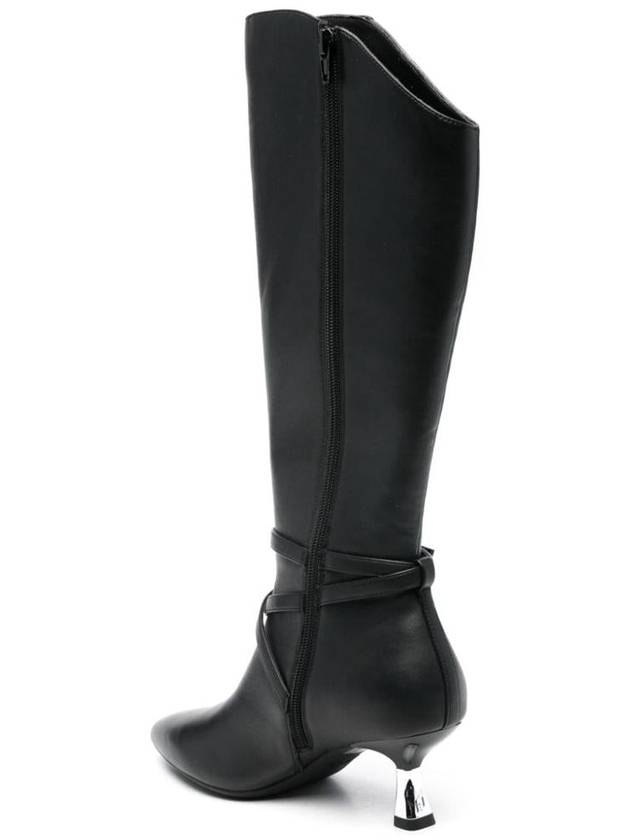 Liu Jo Black Leather Knee-High Boots With Heel - LIU JO - BALAAN 4