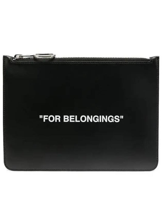 For Belonging Logo Print Clutch Bag Black - OFF WHITE - BALAAN.