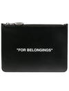 For Belonging Logo Print Clutch Bag Black - OFF WHITE - BALAAN 1