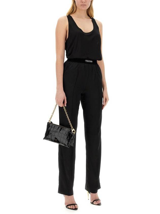 Women's Stretch Silk Straight Pants Black - TOM FORD - BALAAN 5