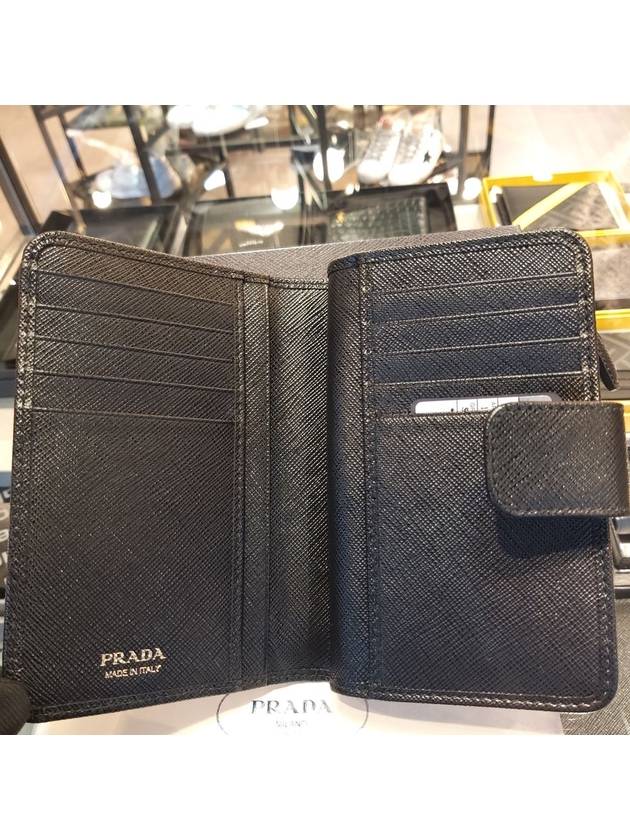 Saffiano Metal Logo Leather Medium Wallet Black - PRADA - BALAAN.