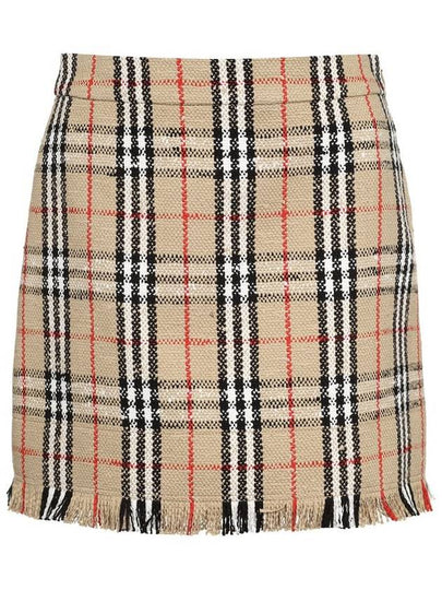 Women's Vintage Check Boucle Mini A-Line Skirt Archive Beige - BURBERRY - BALAAN 2