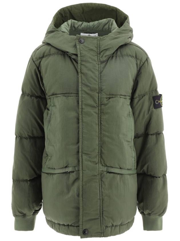 Kids Wappen Patch Hooded Down Padding Green - STONE ISLAND - BALAAN 1