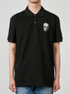 Men's Skull Patch Short Sleeve Polo Shirt Black - ALEXANDER MCQUEEN - BALAAN 4