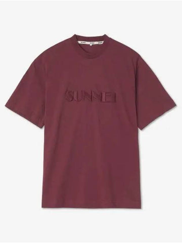 Classic Big Logo Embroidered Short Sleeve T Shirt Bordeaux MRTWXJER028T008 - SUNNEI - BALAAN 1