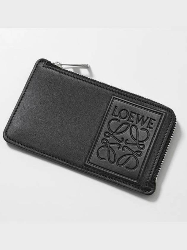 Logo Satin Calfskin Coin Card Wallet Black - LOEWE - BALAAN 3