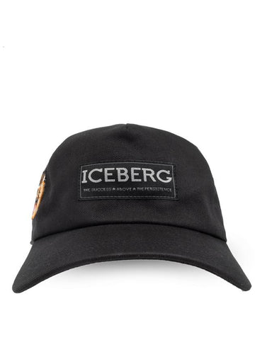 Iceberg Cap With Logo, Men's, Black - ICEBERG - BALAAN 1