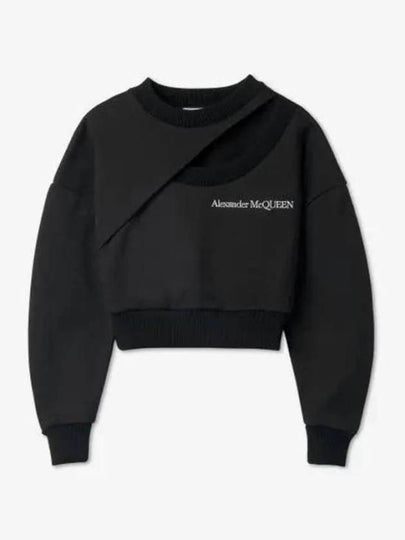 Embroidered Logo Cut-Out Sweatshirt Black - ALEXANDER MCQUEEN - BALAAN 2