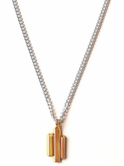 Two Tone Sky Scraper Necklace Silver Gold - GAMAN - BALAAN 2