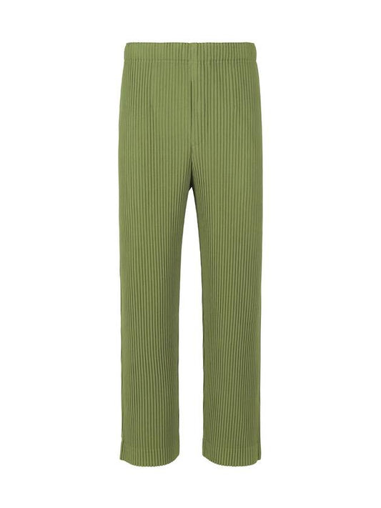 Homme Pliss? Pleated Straight Pants Olive Green - ISSEY MIYAKE - BALAAN 1